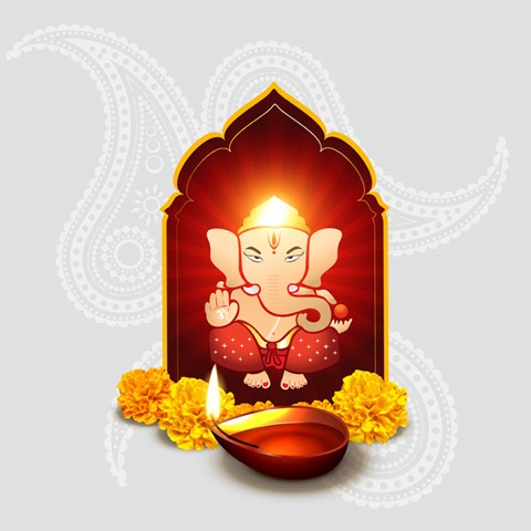 Der Glücksgott Ganesha mit Elefantenkopf